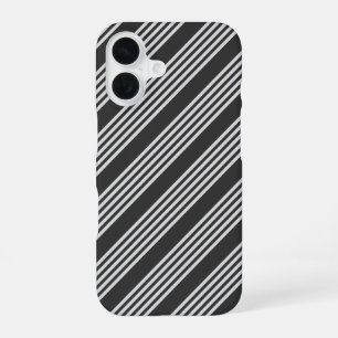 Light grey and charcoal five stripes pattern iPhone 16 case