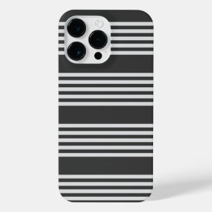 Light grey and charcoal five stripes pattern iPhone 14 pro max case