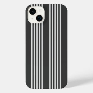 Light grey and charcoal five stripes pattern iPhone 14 plus case