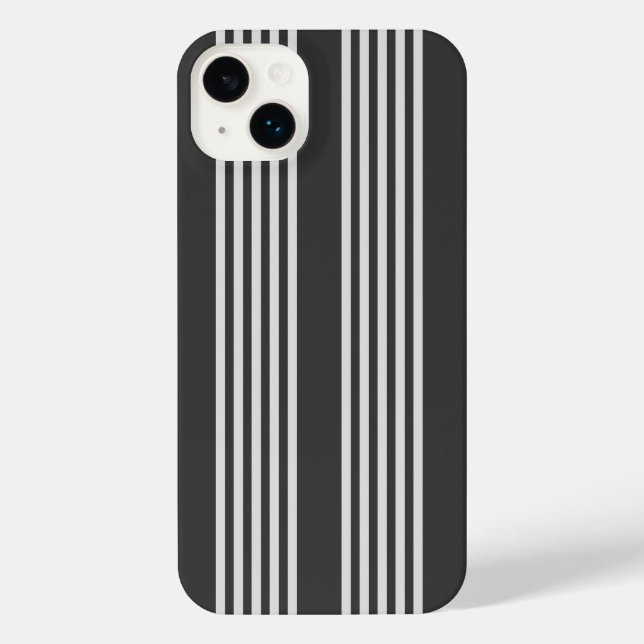 Light grey and charcoal five stripes pattern iPhone case (Back)
