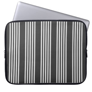 Light grey and charcoal five stripes pattern laptop sleeve