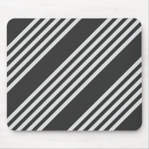 Light grey and charcoal five stripes pattern mouse mat