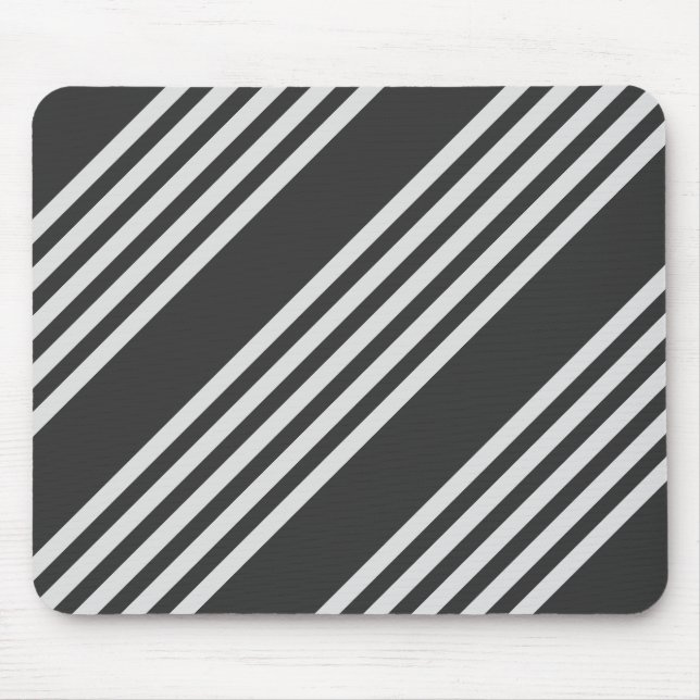 Light grey and charcoal five stripes pattern mouse mat (Front)