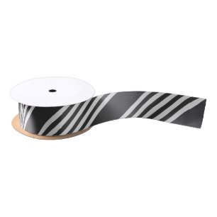 Light grey and charcoal five stripes pattern satin ribbon