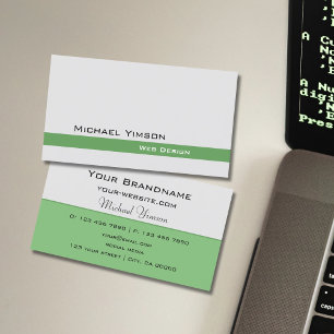 Light Grey and Green Classic Simple Professional Business Card