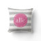 Light Grey and Pink Monogram Throw Pillow