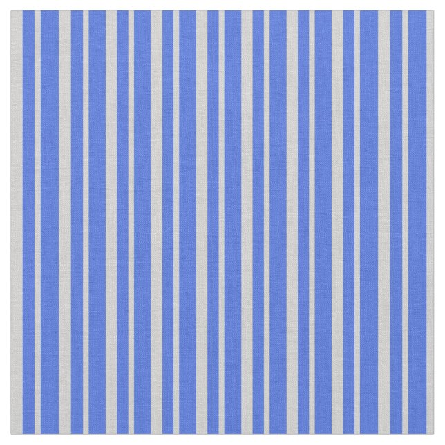Light Grey and Royal Blue Stripes Pattern Fabric (Close Up)