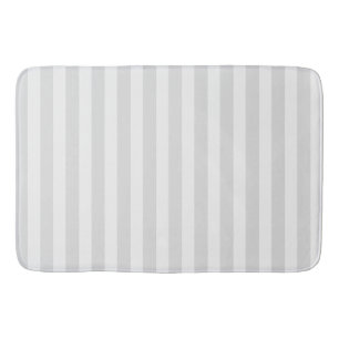 Light grey and white candy stripes bath mat