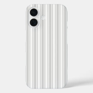 Light grey and white candy stripes iPhone 16 case
