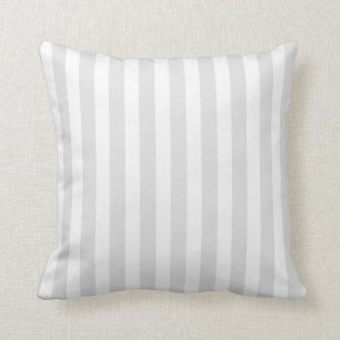 Light grey and white candy stripes cushion