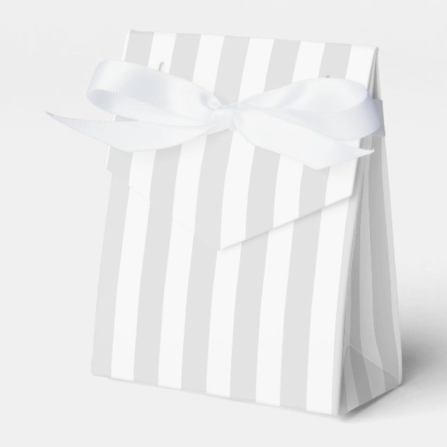 Light grey and white candy stripes favour box (Front Side)