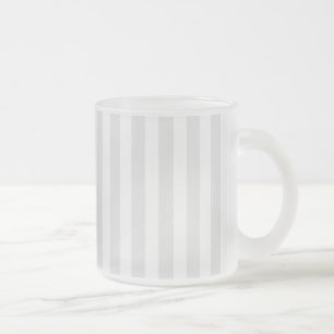 Light grey and white candy stripes frosted glass coffee mug