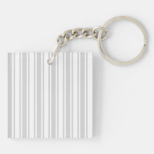 Light grey and white candy stripes key ring