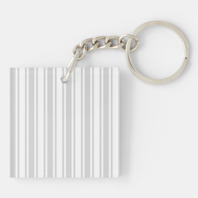 Light grey and white candy stripes key ring (Back)