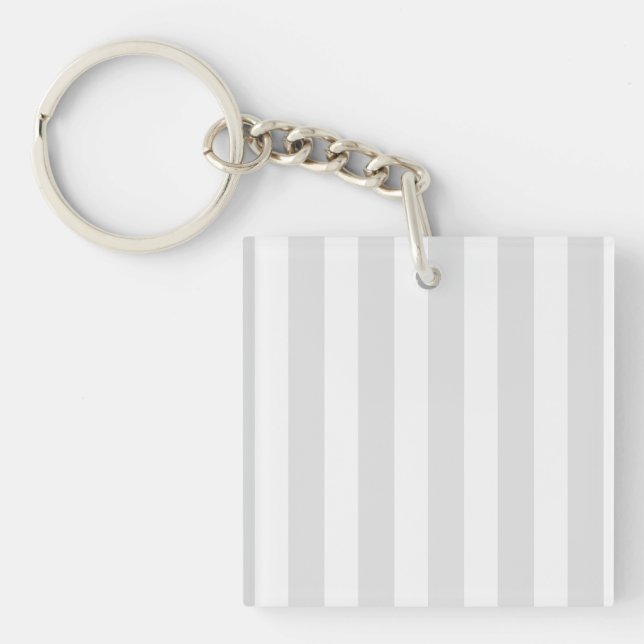 Light grey and white candy stripes key ring (Front)