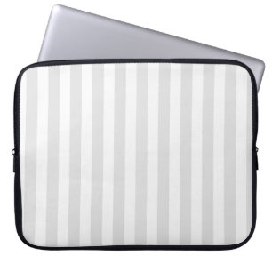 Light grey and white candy stripes laptop sleeve