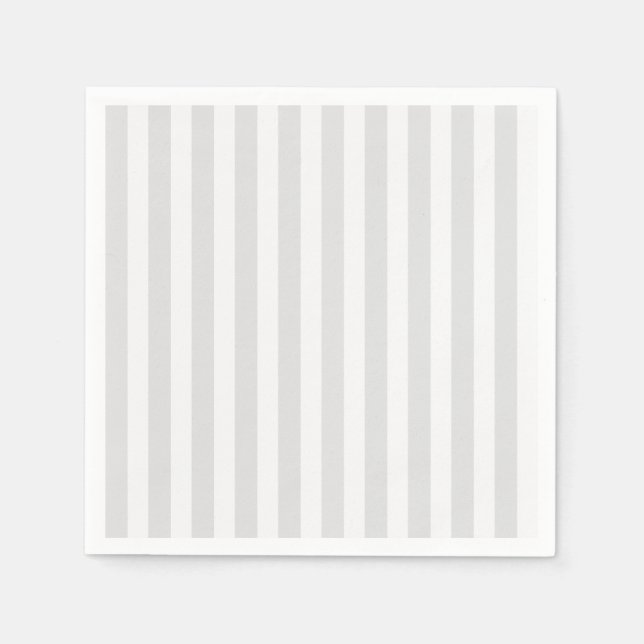 Light grey and white candy stripes napkin (Front)