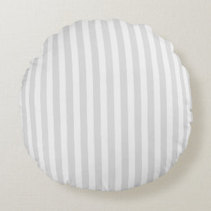 Light grey and white candy stripes round cushion