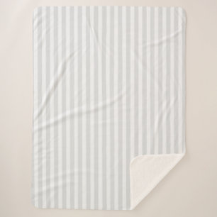 Light grey and white candy stripes sherpa blanket