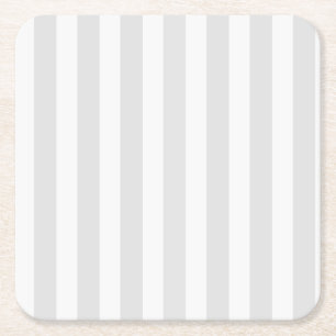 Light grey and white candy stripes square paper coaster