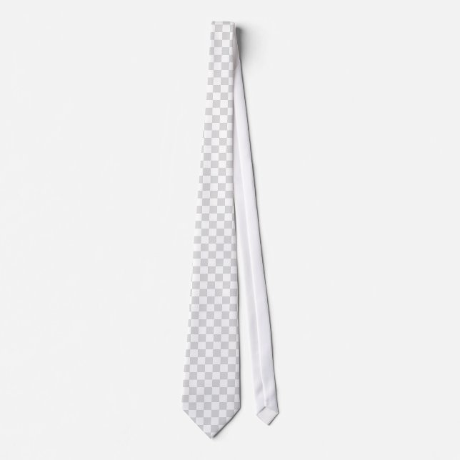 Light Grey and White Chequered Pattern Tie (Front)