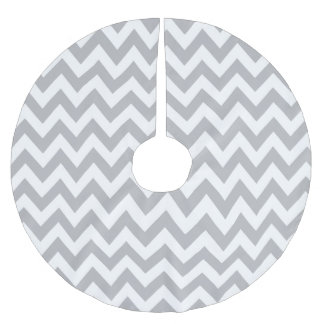 Light Grey and White Chevron Christmas Tree Skirt