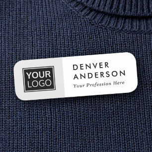 Light grey and white custom logo, name and title tag