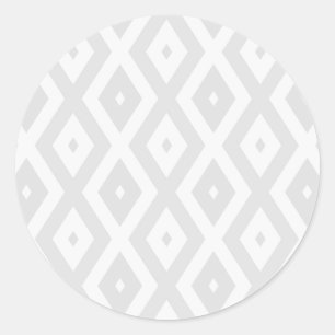 Light grey and white diamond pattern classic round sticker