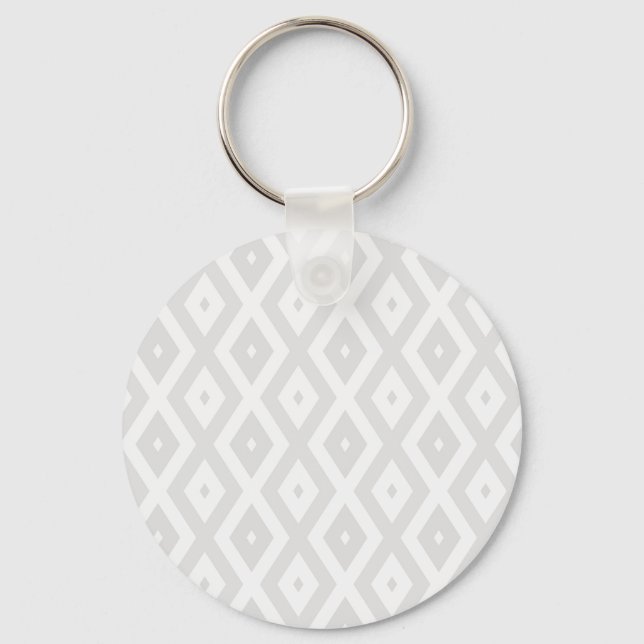 Light grey and white diamond pattern key ring (Front)