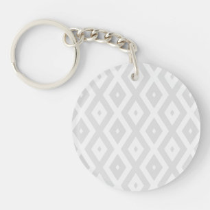 Light grey and white diamond pattern key ring