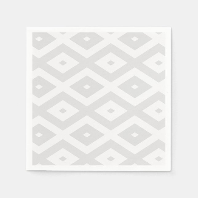 Light grey and white diamond pattern napkin (Front)