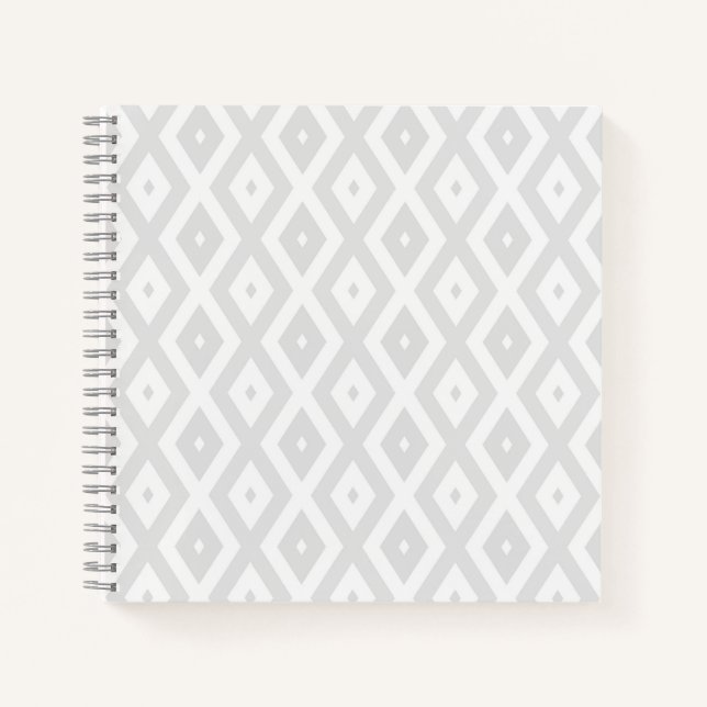 Light grey and white diamond pattern notebook (Front)