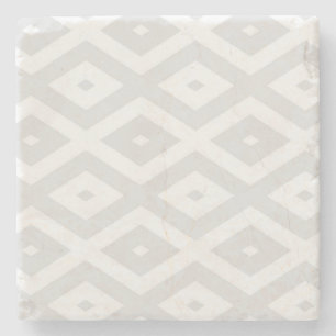 Light grey and white diamond pattern stone coaster