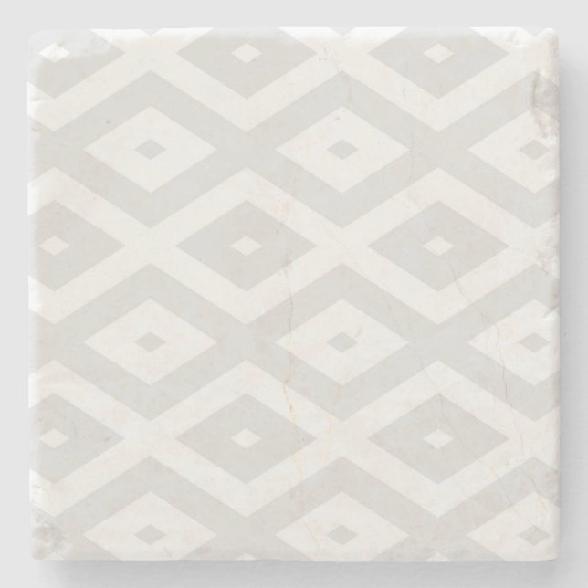 Light grey and white diamond pattern stone coaster (Front)
