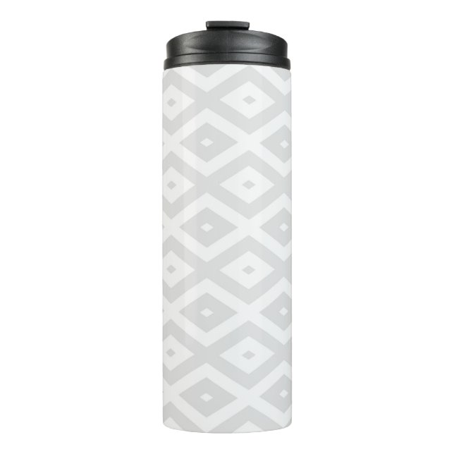 Light grey and white diamond pattern thermal tumbler (Front)
