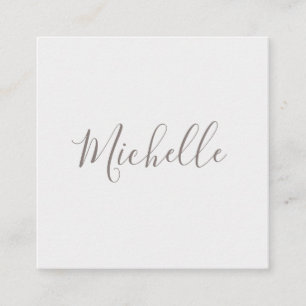 Light grey and white feminine minimalist square business card