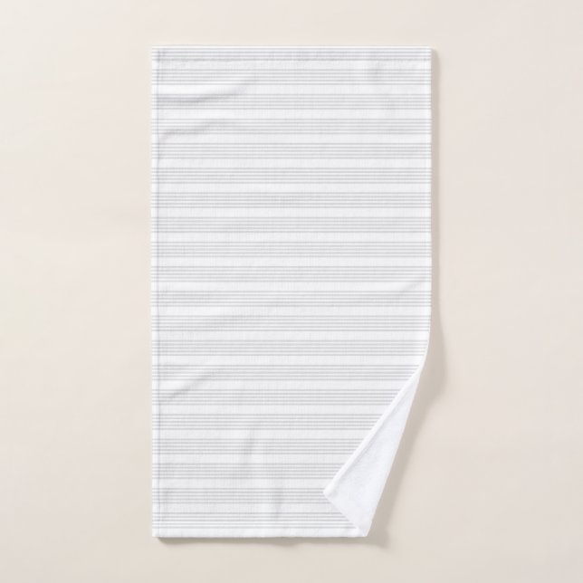 Light grey and white five stripes pattern hand towel (Hand Towel)