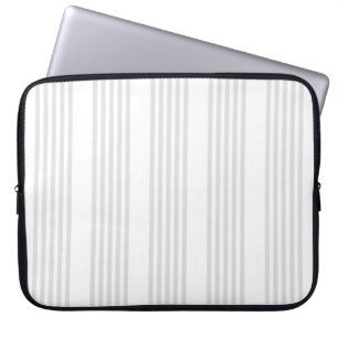 Light grey and white five stripes pattern laptop sleeve