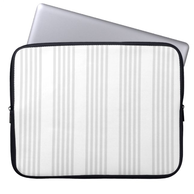 Light grey and white five stripes pattern laptop sleeve (Front)