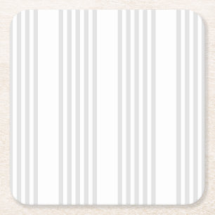 Light grey and white five stripes pattern square paper coaster