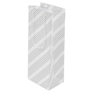 Light grey and white five stripes pattern wine gift bag