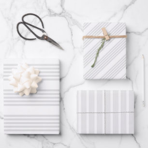 Light grey and white five stripes pattern wrapping paper sheet