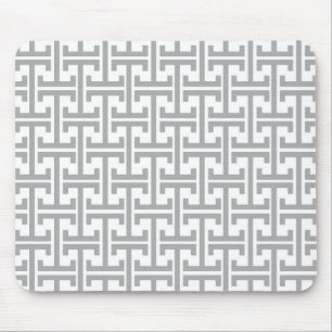 Light Grey and White Geometric Pattern Mouse Mat