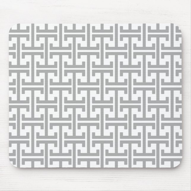 Light Grey and White Geometric Pattern Mouse Mat (Front)