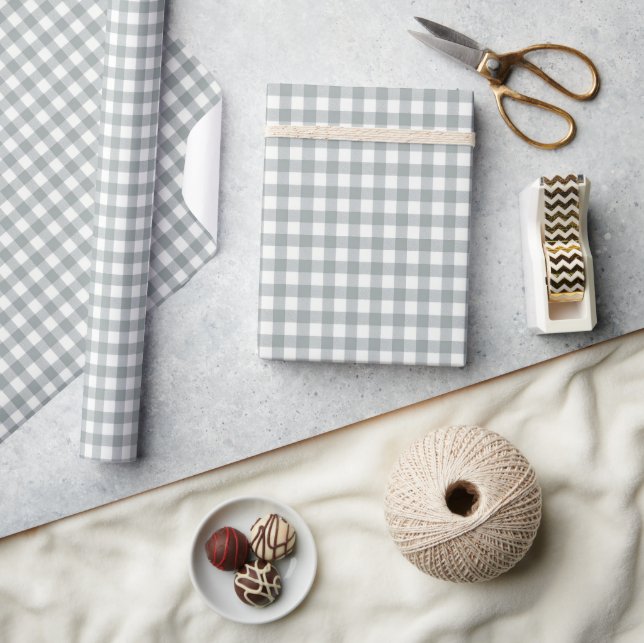 Light Grey and White Gingham Wrapping Paper (Crafts)