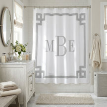 Light Grey and White Greek Key | Monogrammed