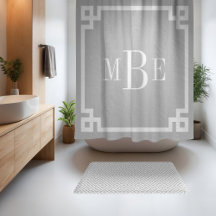 Light Grey and White Greek Key | Monogrammed