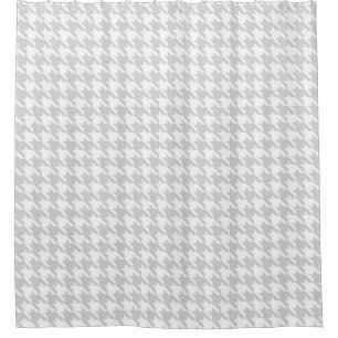 Light grey and White Houndstooth Pattern Shower Curtain