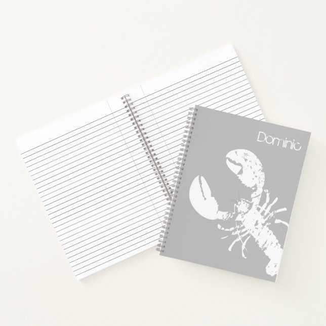 Light Grey and White Lobster Print Notebook (Inside)