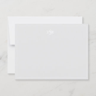 Light Grey and White Monogrammed Note Postcard